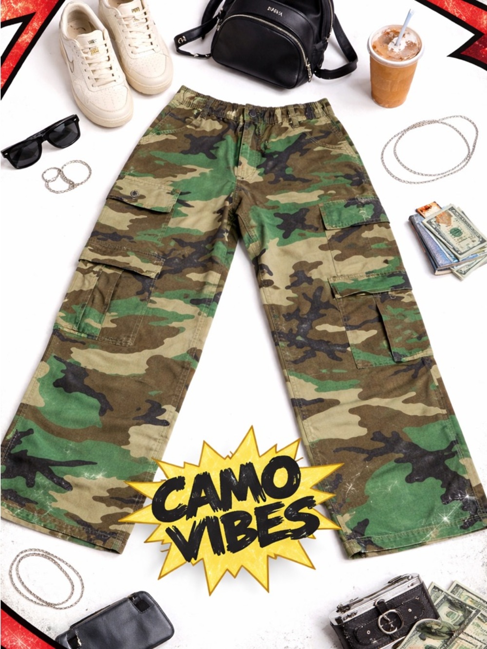 Camo BDU Cargo Pants Waist 28 Length 29 Military Tactical Streetwear Unisex